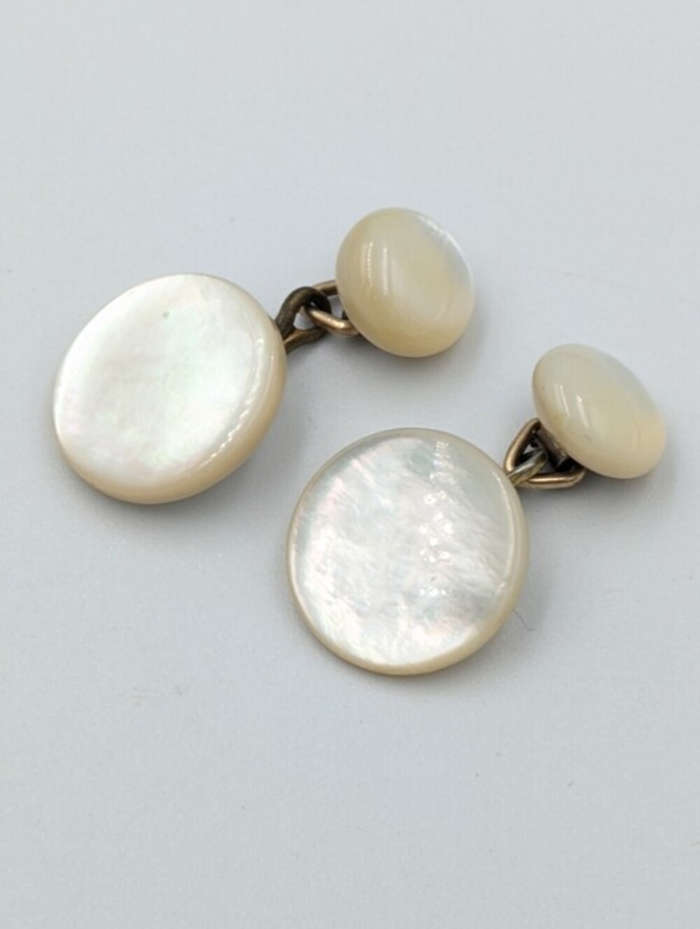 Antique art deco MOP mother of pearl round cufflinks